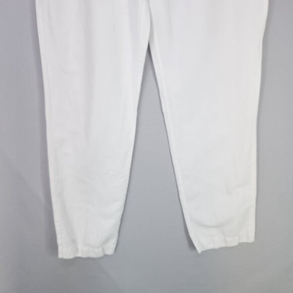 Theory Crop Linen Blend Trousers Women’s Size 10 White Beachy Boho Coastal - Picture 7 of 13